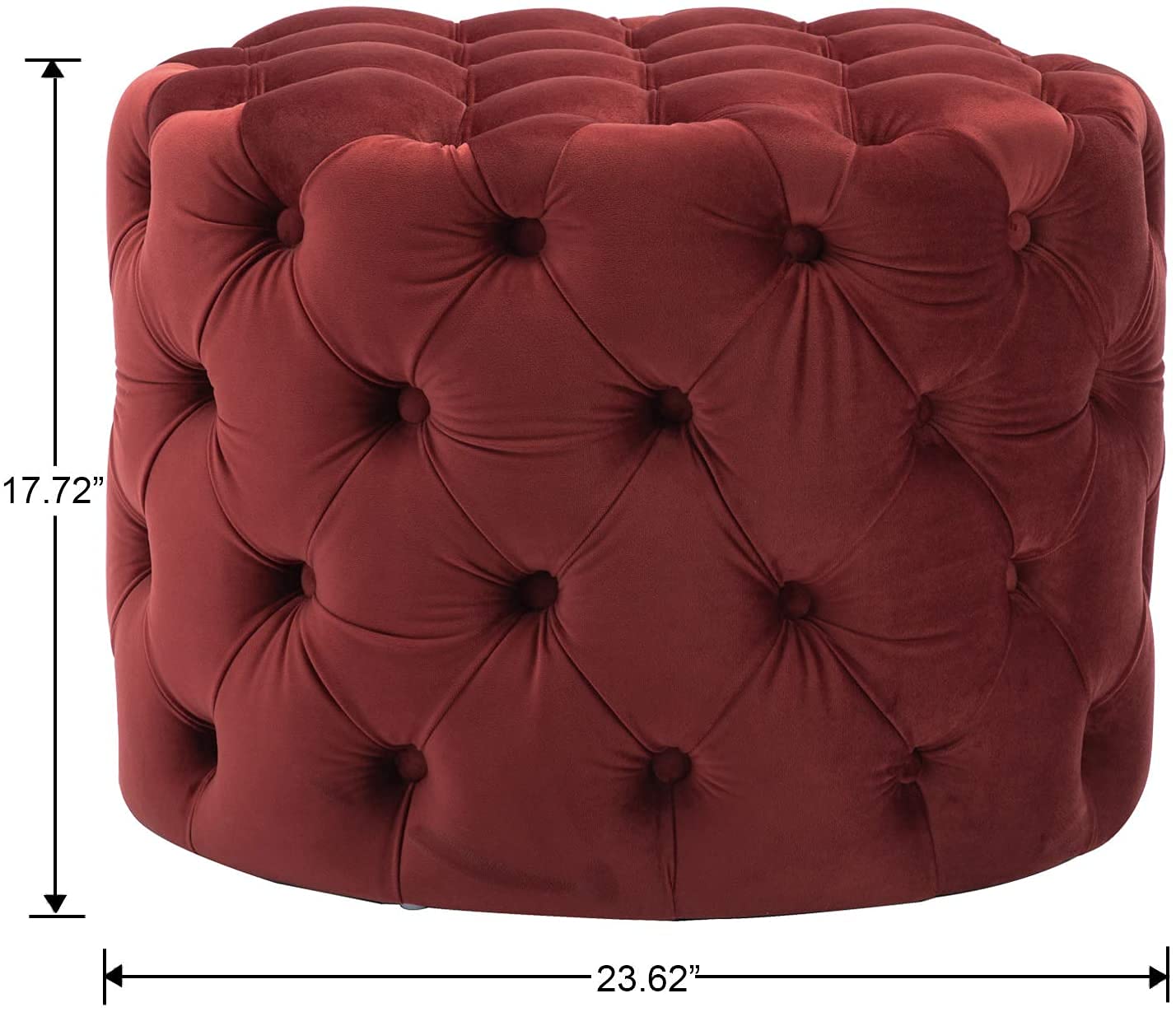 ❤️ HomeClave Round Tufted Velvet Ottoman – Wine Red Plush Footstool & Accent Coffee Table for Living Room ✨
