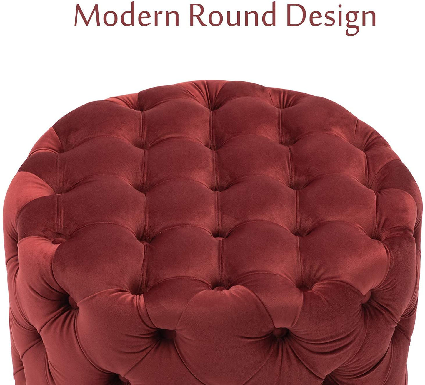 ❤️ HomeClave Round Tufted Velvet Ottoman – Wine Red Plush Footstool & Accent Coffee Table for Living Room ✨