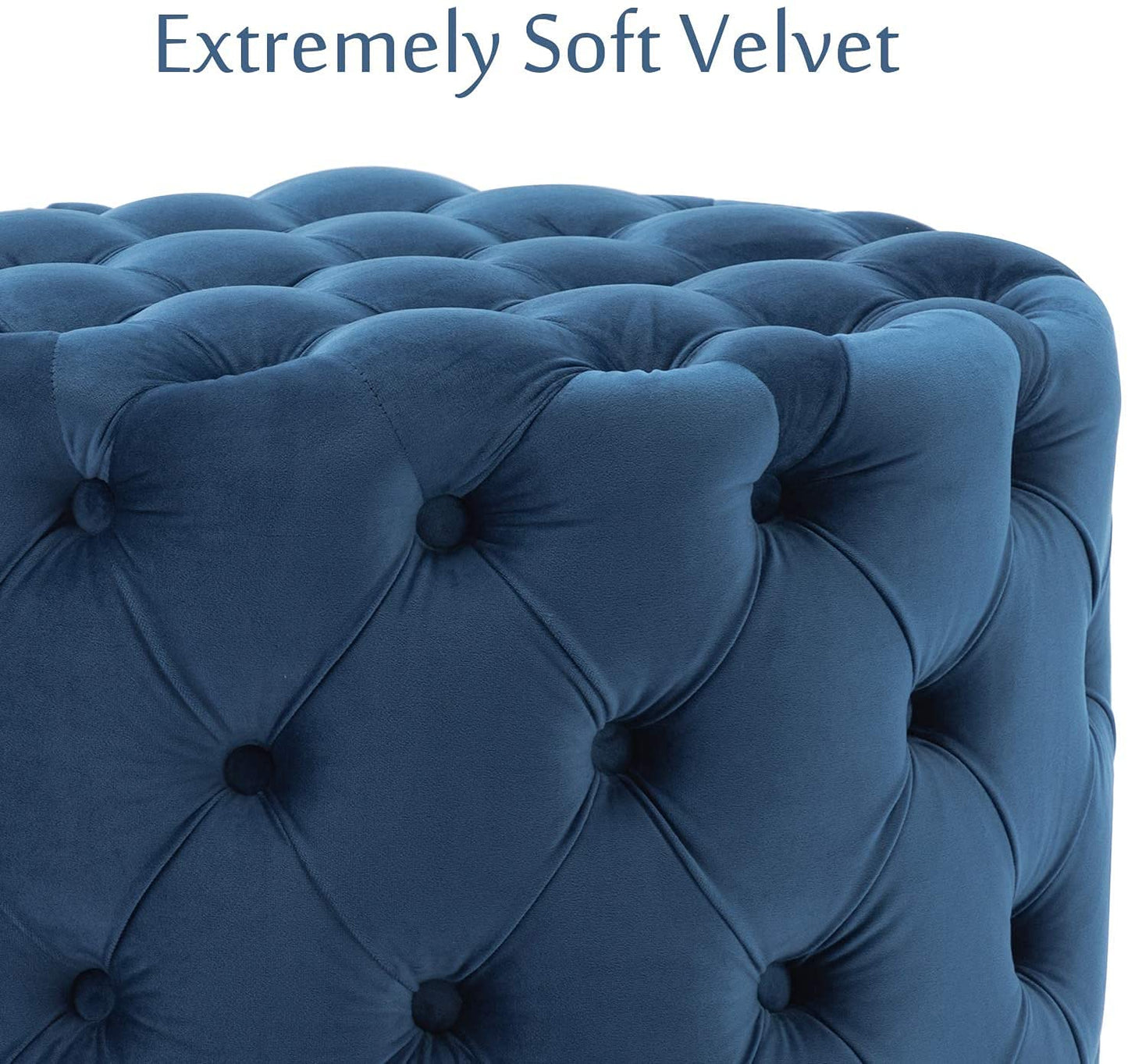 π HomeClave Round Tufted Velvet Ottoman β Navy Blue Plush Footstool & Accent Coffee Table for Living Room β¨