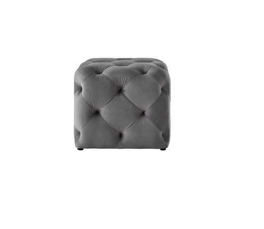 ⚪ HomeClave Luxury Tufted Velvet Cube Ottoman Pouffe – Gray Footstool & Accent Seat 🛋✨