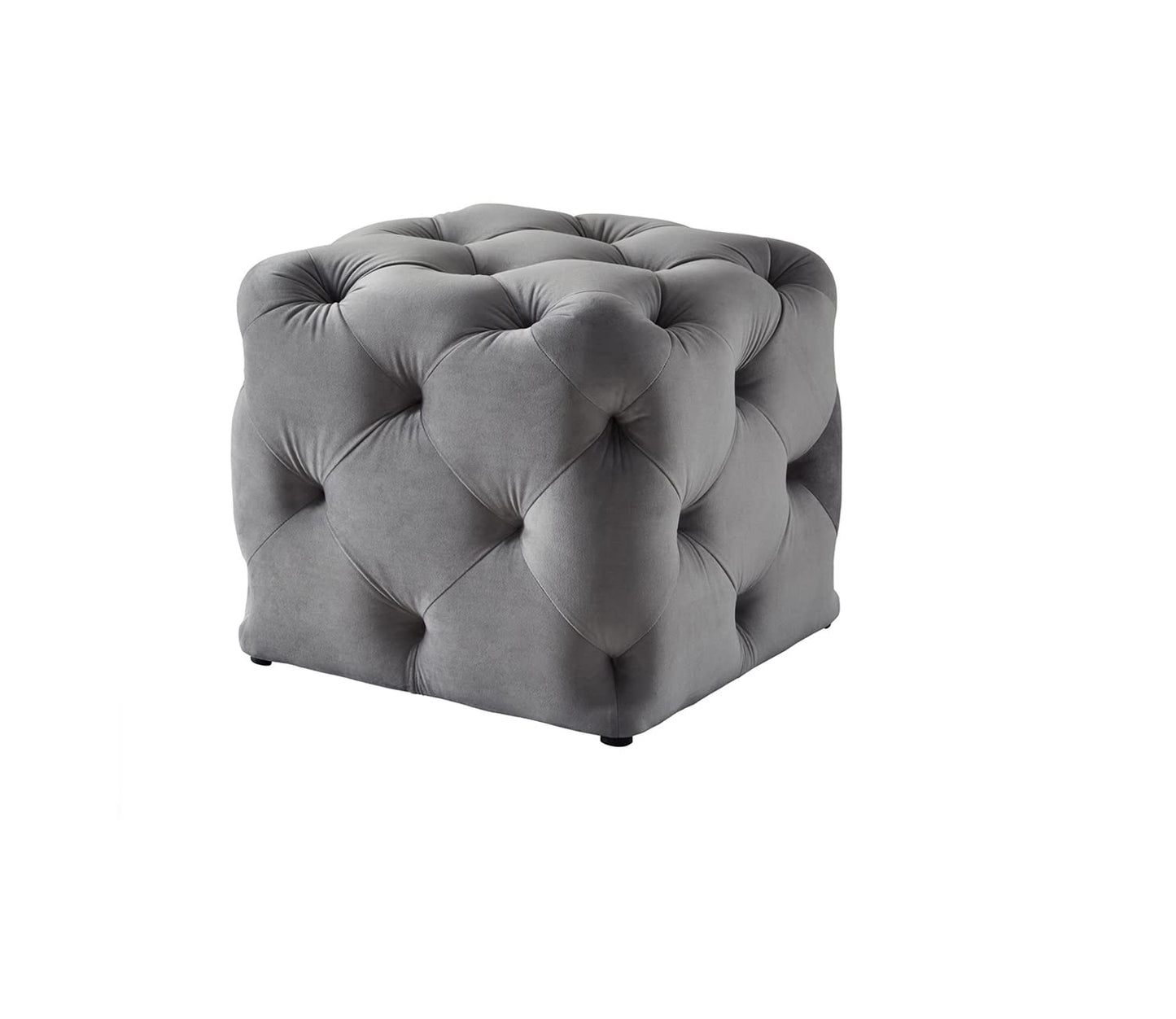 βͺ HomeClave Luxury Tufted Velvet Cube Ottoman Pouffe β Gray Footstool & Accent Seat πβ¨