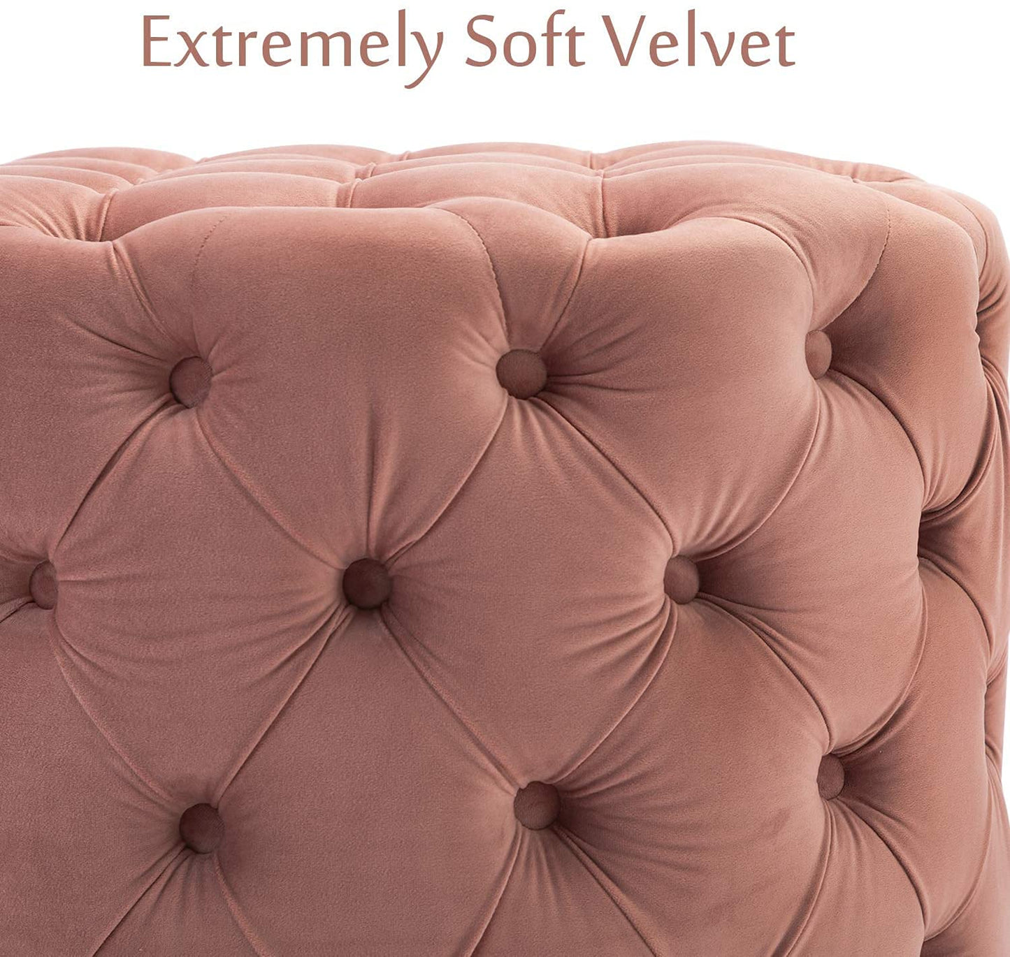 π HomeClave Round Tufted Velvet Ottoman β Pink Plush Footstool & Accent Coffee Table for Living Room β¨