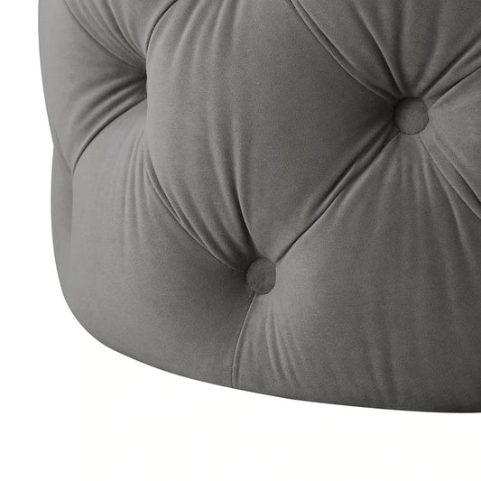 ⚪ HomeClave Round Tufted Velvet Ottoman – Elegant Grey Accent Seat & Footrest ✨