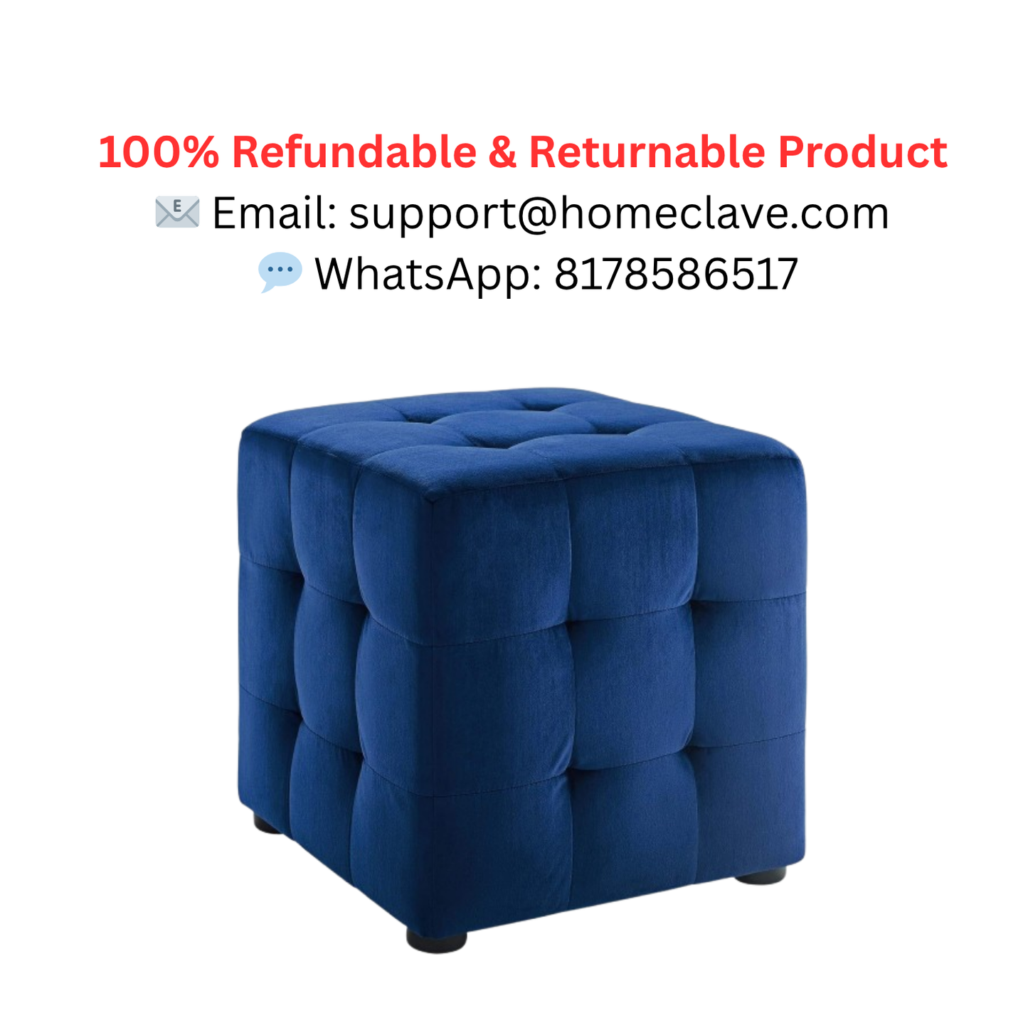 Ottoman Stool for Living Room – Cushioned Square Pouffe