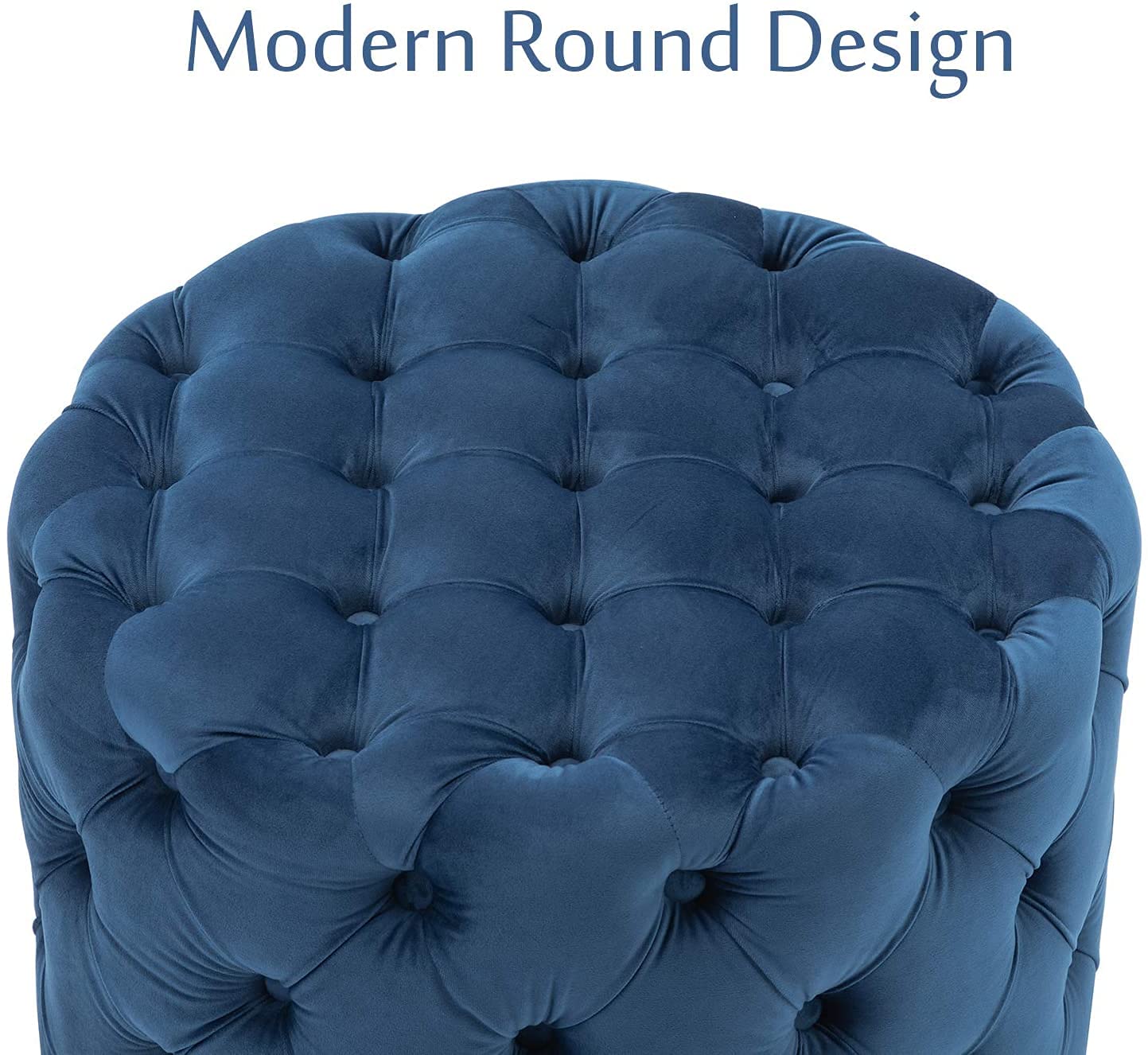 💙 HomeClave Round Tufted Velvet Ottoman – Navy Blue Plush Footstool & Accent Coffee Table for Living Room ✨