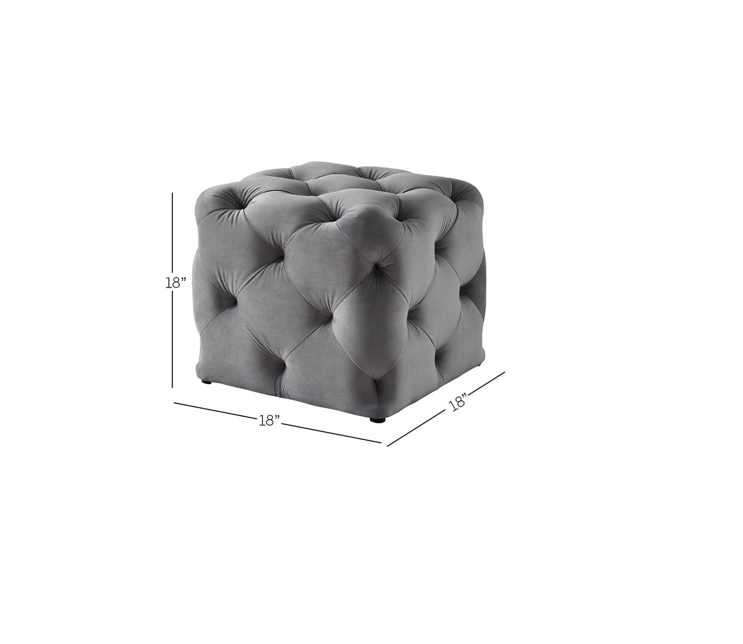 ⚪ HomeClave Luxury Tufted Velvet Cube Ottoman Pouffe – Gray Footstool & Accent Seat 🛋✨