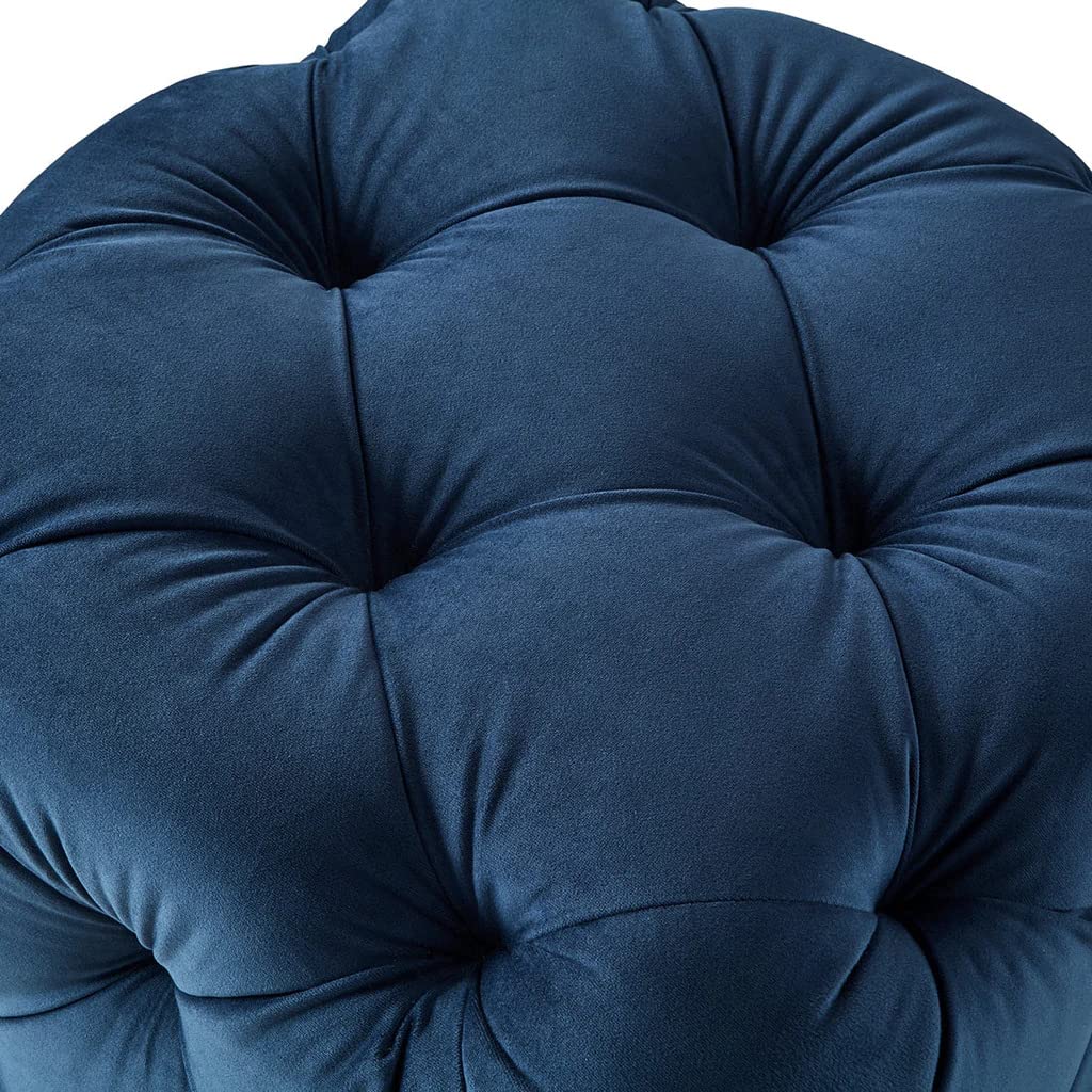 💙 HomeClave Luxury Tufted Velvet Cube Ottoman Pouffe – Navy Blue Accent Seat & Footstool ✨