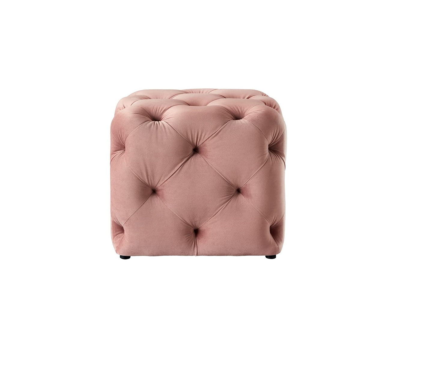 🌸 HomeClave Luxury Tufted Velvet Cube Ottoman Pouffe – Blush Pink Accent Seat & Footstool ✨