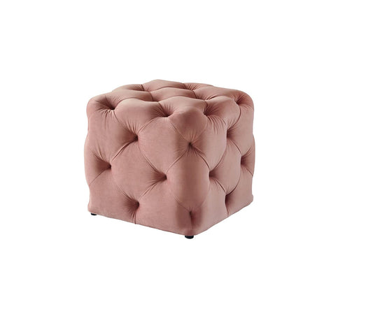 🌸 HomeClave Luxury Tufted Velvet Cube Ottoman Pouffe – Blush Pink Accent Seat & Footstool ✨